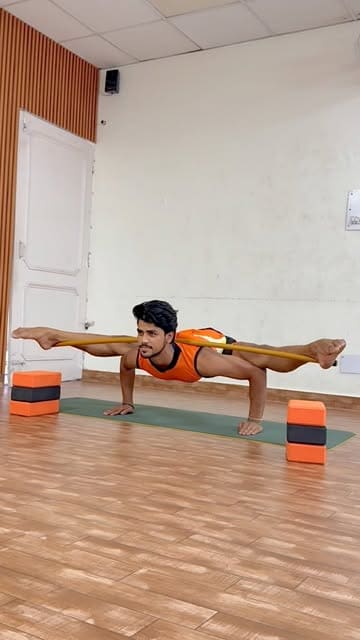 Arm balance training on yoga blocks